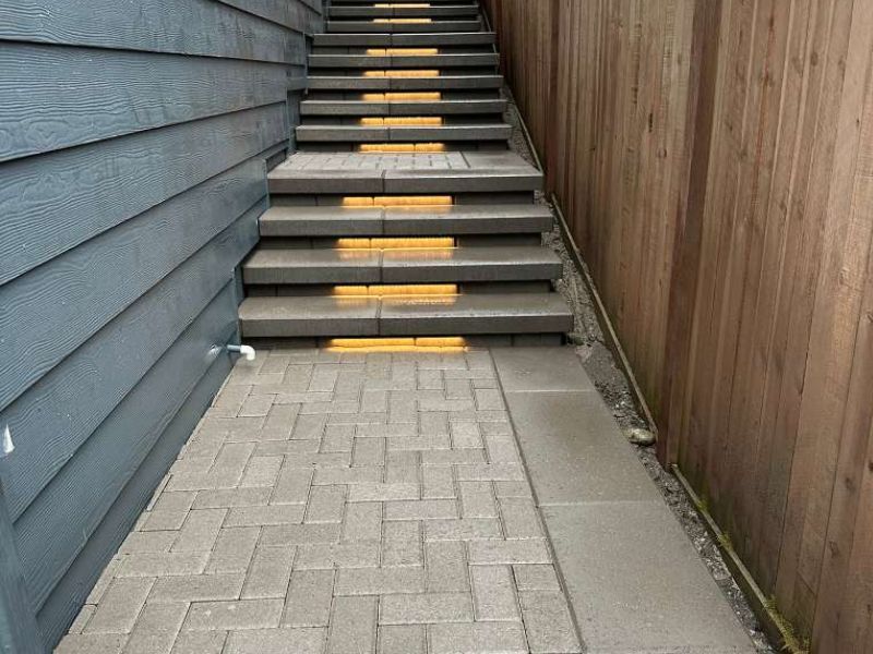 After - Paver stairs with LED lighting installed by Pro Pavers LLC in Kent WA